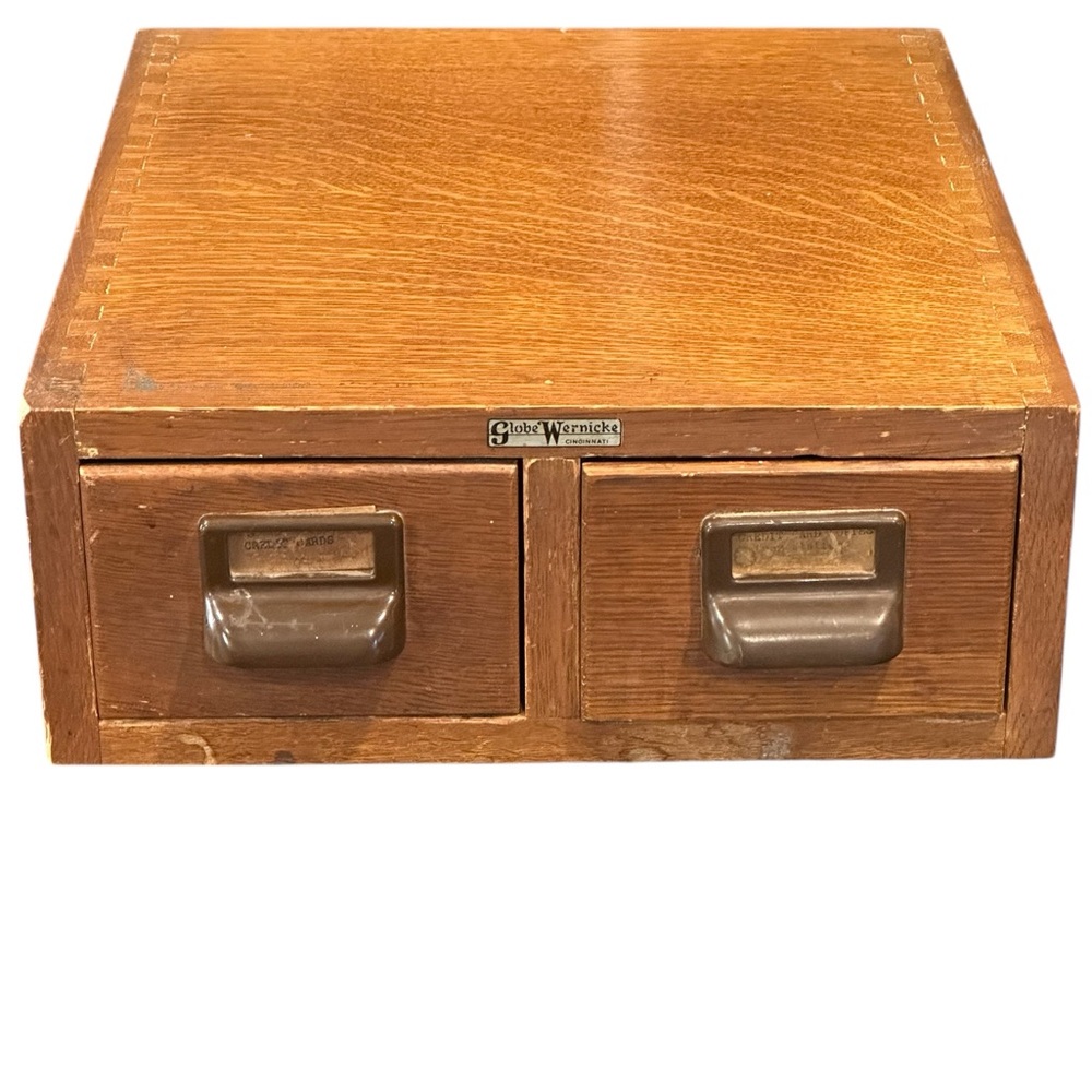 Wooden File Drawers - Brown and Green